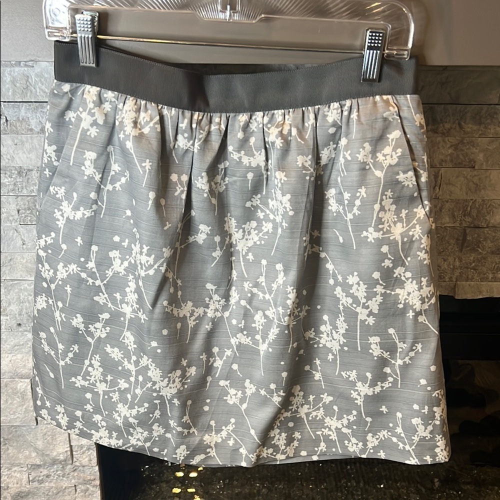 LOFT Silver Pleated cotton silk blend Mini Skirt,  Cocktail